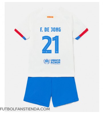 Barcelona Frenkie de Jong #21 Segunda Equipación Niños 2023-24 Manga Corta (+ Pantalones cortos)